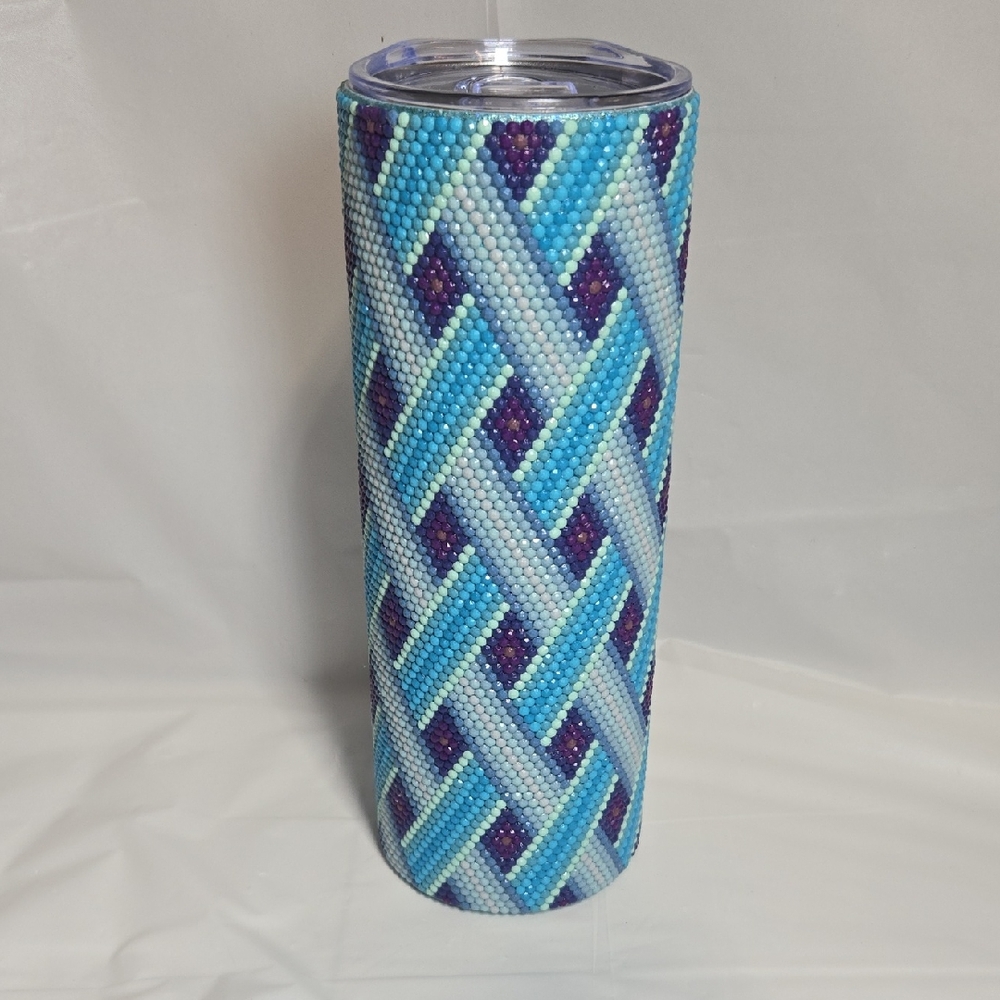 20oz Hand Place Blue and Purple Rhinestone Tumbler